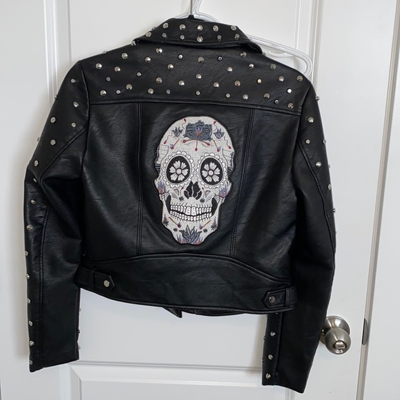Zara Jackets & Blazers - Zara Sugar Skull Studded Faux Leather Jacket